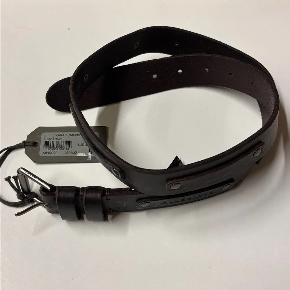 AllSaints Varick Leather Belt